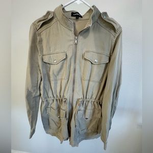 Tan Zip up, Cinch Up Wasit Utility Fashionable Jacket Express